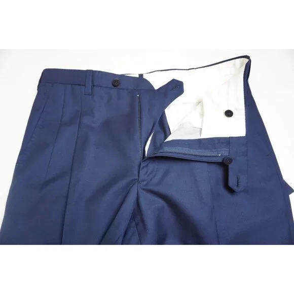 Luigi Borrelli Navy Blue 100% Wool Mens Dress Pants Sz 52 NEW
